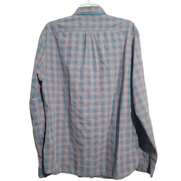 J. Crew Gray Blue Windowpane Classic Button Shirt Size XL - Picture 2 of 7